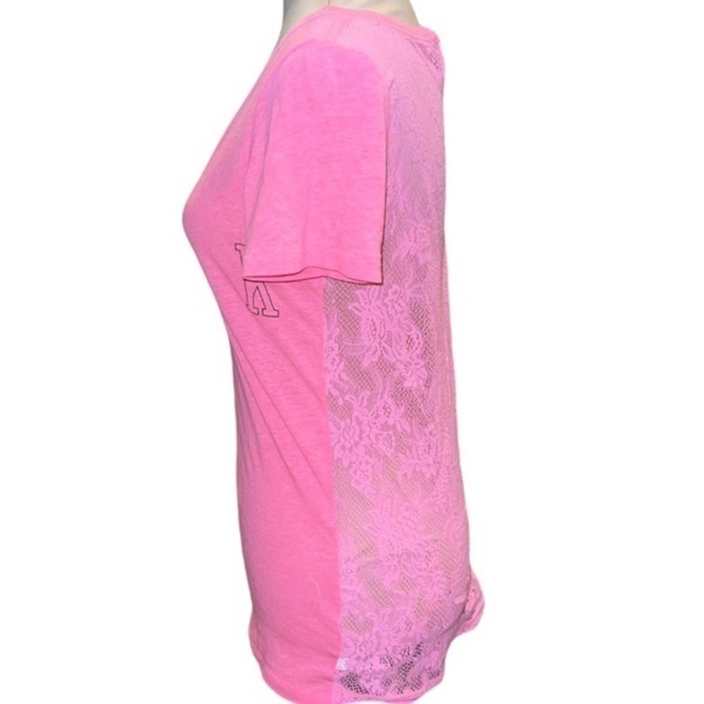 PINK Victoria’s Secret Lace Back V-neck Tee - Picture 2 of 4